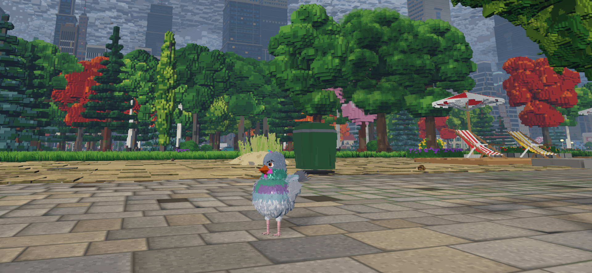 Taubinator im Park – Ingame-Screenshot aus Taubinator